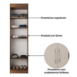 Guarda-roupa Multiuso Solteiro Compact Castanho/off - Direto Sim - 3