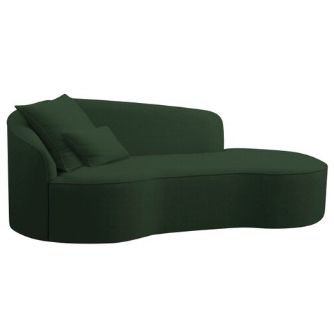 Divã Recamier Curvo Sala de Estar Recepção Inglaterra 180cm Lado Direito Linho Adj Decor Verde