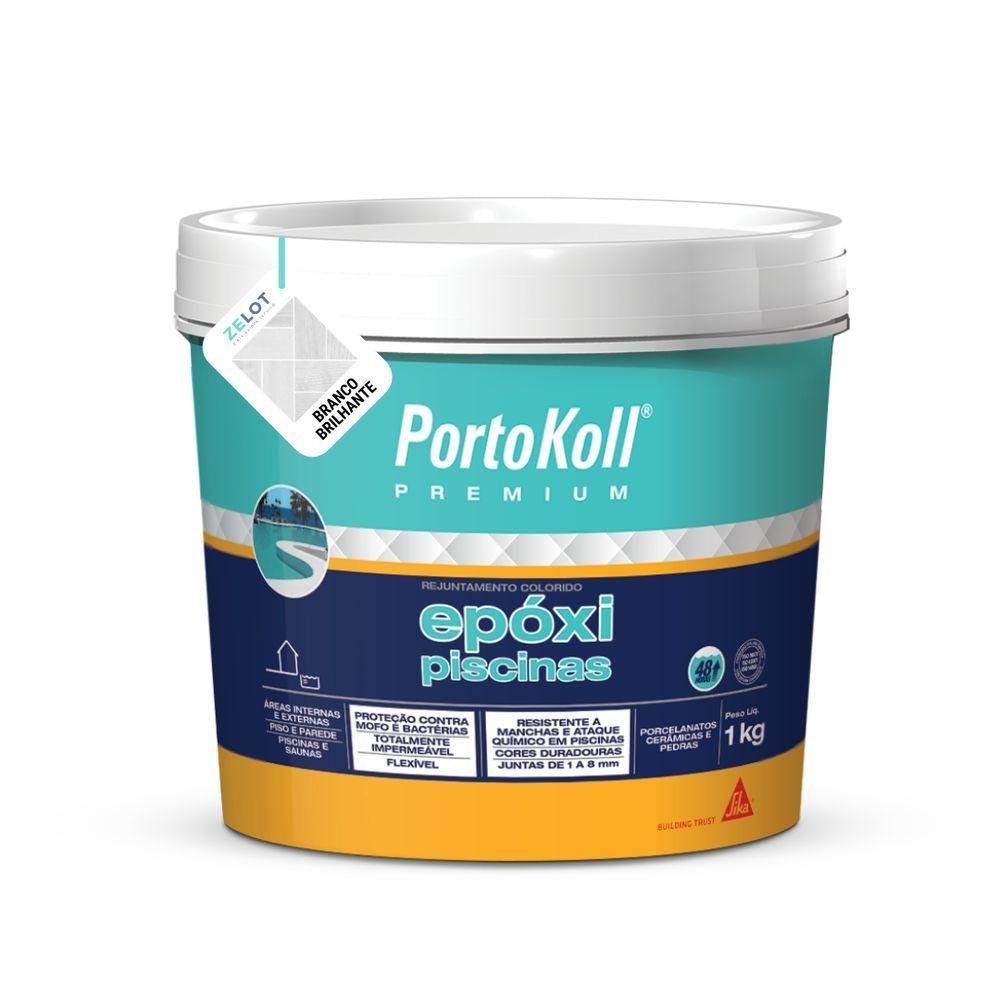 Rejunte Epóxi Piscinas Portokoll 1kg Branco Brilhante