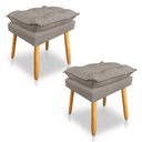 Ver imagem 1 de Kit 2 Puffs Decorativo Opala Linho Cappuccino Pés Palito Sky Mobile
