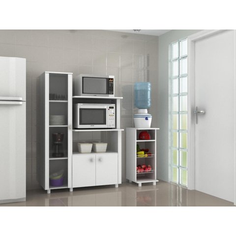 Kit Cozinha com Armário P/ Forno 3 Portas e Fruteira Branco - Fdecor
