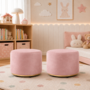 Ver imagem 2 de Kit 2 Puff Infantil Premium Banquinho Redondo Estofado para Quarto, Sala Pés Anti-Umidade Rosa Nude