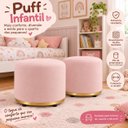 Ver imagem 3 de Kit 2 Puff Infantil Premium Banquinho Redondo Estofado para Quarto, Sala Pés Anti-Umidade Rosa Nude