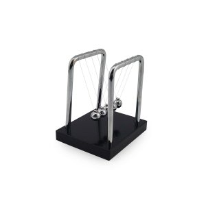 Pêndulo De Newton Com Base Preta e Suporte em Metal Enfeite Para Decoração De Mesa Escritório Sala Q
