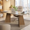 Ver imagem 1 de Mesa para Escritório Diretor Presidente 180cm Tampo de Vidro Rustic-crema 5388 Madesa