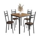 Ver imagem 2 de Conjunto Sala de Jantar Mesa Quadrada 90cm Tampo BP com 4 Cadeiras Adriana Preto/Palha/Demolição