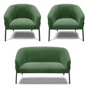 Ver imagem 1 de Namoradeira e 2 Poltronas Pé de Ferro Preto Stella Suede D03 - D’Rossi