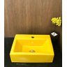 Kit cuba louça amarela retangular apoio e válvula click - 4