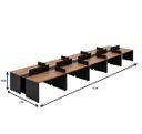 Ver imagem 2 de Mesa Plataforma Escritório 10 Lugares com 20 Tomadas Embutidas – Castanho Tannat/preto 450x150cm