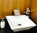 Ver imagem 3 de Kit com cuba louça quadrada,válvula,torneira,sifão