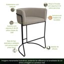Ver imagem 5 de Kit 4 Banquetas Alta com Encosto Betina Base Preto Poliéster Bege Escuro - Nexta Casa