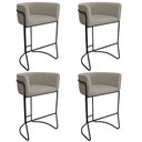 Ver imagem 1 de Kit 4 Banquetas Alta com Encosto Betina Base Preto Poliéster Bege Escuro - Nexta Casa