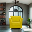 Ver imagem 3 de Conjunto 01 Poltrona Lisboa Decorativa + 01 Puff Redondo Decorativo Suede Amarelo