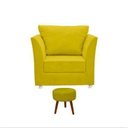 Ver imagem 2 de Conjunto 01 Poltrona Lisboa Decorativa + 01 Puff Redondo Decorativo Suede Amarelo
