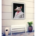 Ver imagem 2 de Quadro Decorativo Porco Elegante - 70x50cm:moldura Preta