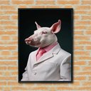 Ver imagem 1 de Quadro Decorativo Porco Elegante - 70x50cm:moldura Preta