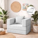 Ver imagem 1 de Poltrona Cama Modular Mold Boucle Prata 100% Espuma D28 Linho Cinza Claro Loja Sheep