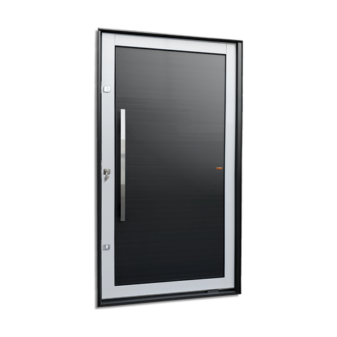 Porta Pivotante Alumínio Lambril c/Puxador Esq. Elite Mix Preto 240x150 Brimak