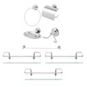 Ver imagem 1 de Kit Acessórios P/ Banheiro 5 Peças + 3 Prateleiras Reta 40cm