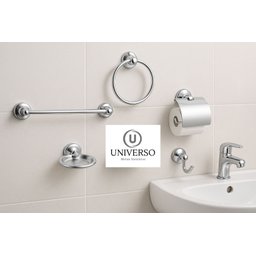 Kit Acessórios P/ Banheiro 5 Peças + 3 Prateleiras Reta 40cm - 9