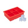 Forma Gelo Silicone 2 Unid. 6 Cubos Grande Quadrado Vermelho - 3