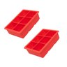 Forma Gelo Silicone 2 Unid. 6 Cubos Grande Quadrado Vermelho - 1