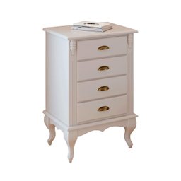 Mesa de Cabeceira 4 Gavetas Pés Luiz Xv Hannover 60817 - Off White - 2