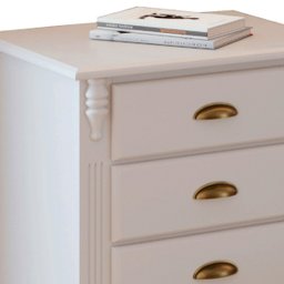 Mesa de Cabeceira 4 Gavetas Pés Luiz Xv Hannover 60817 - Off White - 3