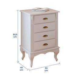 Mesa de Cabeceira 4 Gavetas Pés Luiz Xv Hannover 60817 - Off White - 5