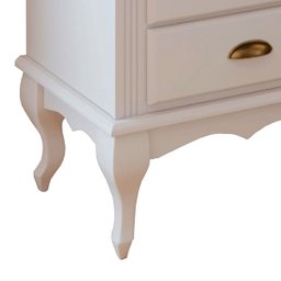 Mesa de Cabeceira 4 Gavetas Pés Luiz Xv Hannover 60817 - Off White - 4