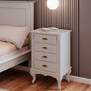 Ver imagem 1 de Mesa de Cabeceira 4 Gavetas Pés Luiz Xv Hannover 60817 - Off White