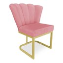 Ver imagem 5 de Kit 02 Poltronas Flor Veludo Rosê Base Metálica Industrial Dourado - Pallazio