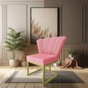 Ver imagem 6 de Kit 02 Poltronas Flor Veludo Rosê Base Metálica Industrial Dourado - Pallazio