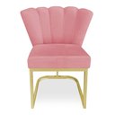 Ver imagem 4 de Kit 02 Poltronas Flor Veludo Rosê Base Metálica Industrial Dourado - Pallazio