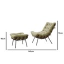 Ver imagem 3 de kit 2 poltronas Costela com 2 Puffs-Suede Bege GAT MAGAZINE