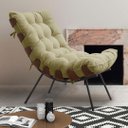Ver imagem 2 de kit 2 poltronas Costela com 2 Puffs-Suede Bege GAT MAGAZINE