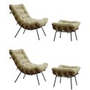 Ver imagem 1 de kit 2 poltronas Costela com 2 Puffs-Suede Bege GAT MAGAZINE