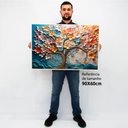 Ver imagem 2 de Quadro Decorativo Floral Luxo Primavera Colorida em Moldura Caixa TaColado Moldura Caixa 3cm Freijó