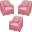 Ver imagem 1 de Kit 3 Poltronas Mila Pé de Plástico Cromado - Rosê Suede