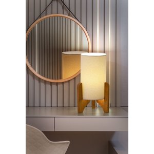 Abajur de Mesa Vitória Estilo Jabandi Minimalista Linho Palha