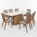 Ver imagem 2 de Conjunto para Sala de Jantar com 8 Cadeiras Olívia Bege/Nature/Off White/Caramelo/Creme