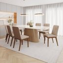 Ver imagem 1 de Conjunto para Sala de Jantar com 8 Cadeiras Olívia Bege/Nature/Off White/Caramelo/Creme