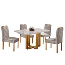 Ver imagem 2 de Conjunto Sala de Jantar 4 Lugares Mesa Lisy e Cadeiras Jade Veludo Móveis Mix