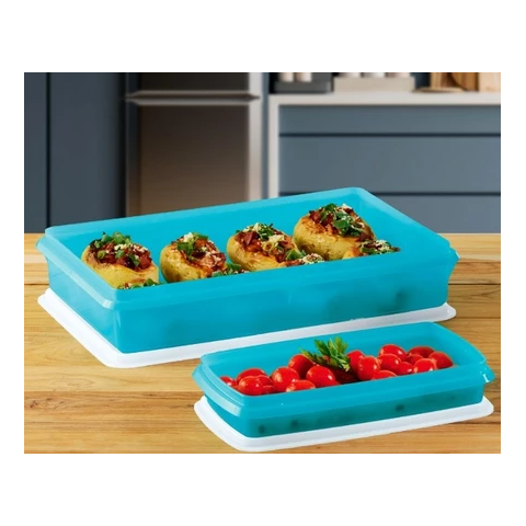 Tupperware Kit 2 peças Refri box Azul 3,5 Litros e 750ml. Tupperware Kit 2 peças Refri box Azul 3,5 