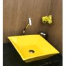 Kit cuba louça amarela quadrada,válvula e torneira cromada - 2