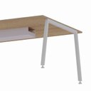 Ver imagem 5 de Mesa Reunião Escritório 6 Lugares 210x74cm Caixa de Tomadas e Pés Metal Industrial Executive Marrom/Carvalho Treviso/Branco