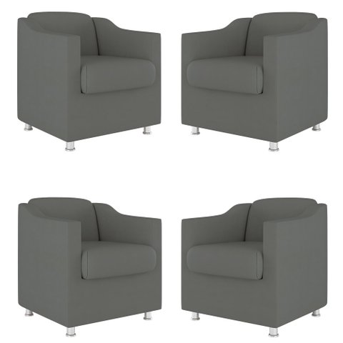 Kit 04 Cadeira Poltrona Decorativa Tilla para Recepção:cinza