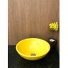 Kit com cuba louça amarela redonda,válvula e sifão - 3