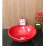 Kit cuba louça vermelha redonda,válvula e torneira vermelha - 5