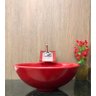 Kit cuba louça vermelha redonda,válvula e torneira vermelha - 6